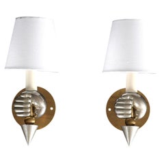 French C.1950s Sculptural Hand & Torch Sconce