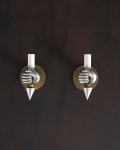 French C.1950s Sculptural Hand & Torch Sconce