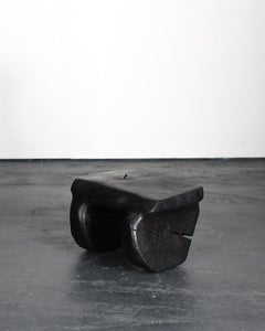 Early 20th C. Charred Japanese Dug-Out Stool