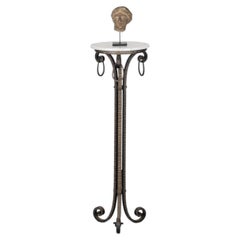 French C.1910 Art Nouveaux Tooled Iron Pedestal