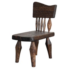 C.1960s Artist Made Gouged Ash Chair