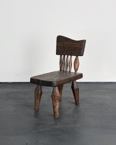 C.1960s Artist Made Gouged Ash Chair