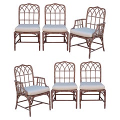 Set of Six McGuire Organic Modern Gothic Rattan Dining Chairs