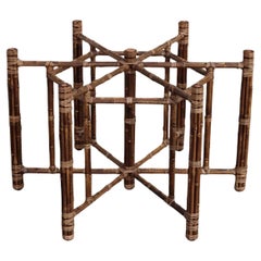 McGuire Organic Modern Hexagonal Bamboo Dining Table Base for Round Glass Top