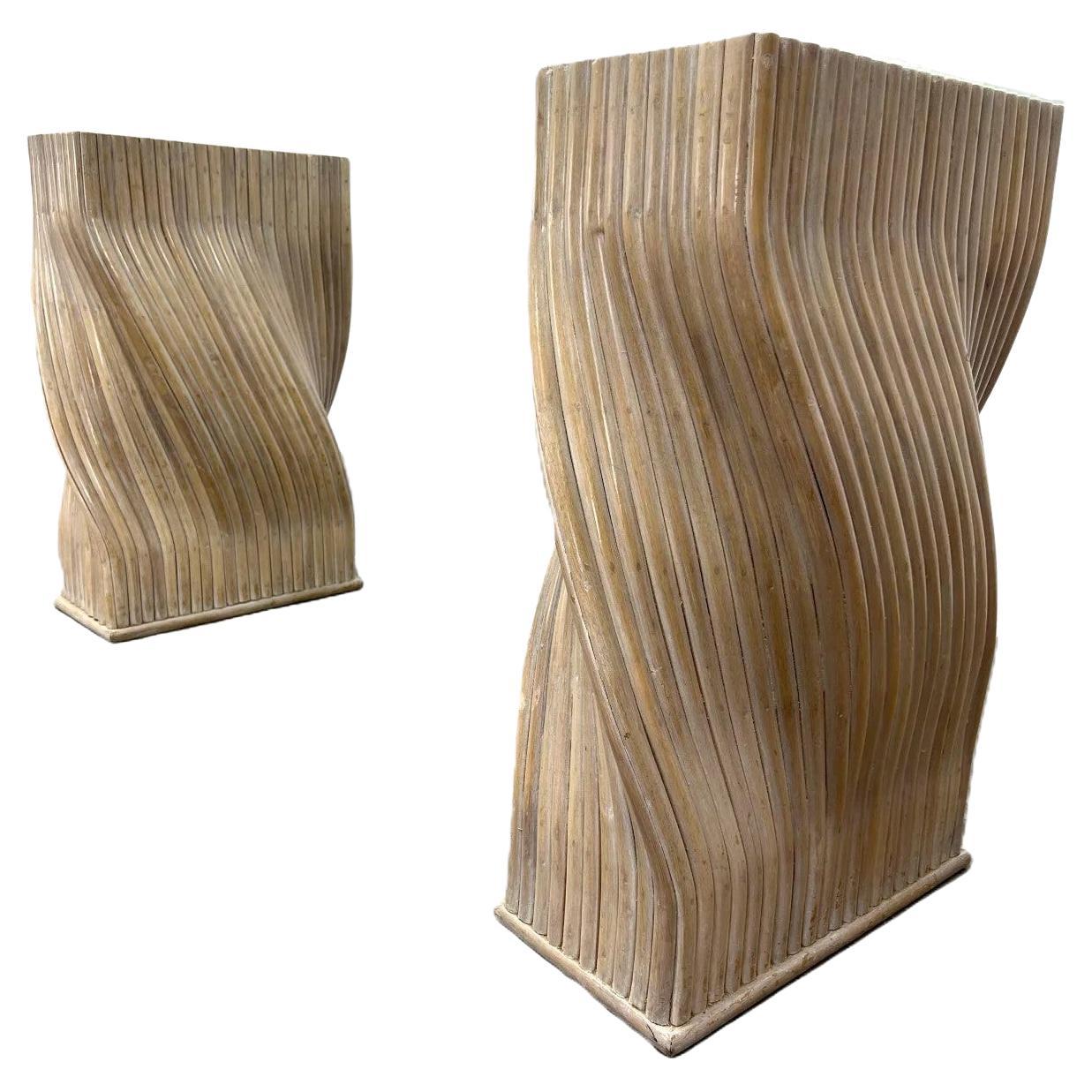 Bases de table de salle à manger modernes et organiques en rotin torsadé McGuire pour plateau en verre