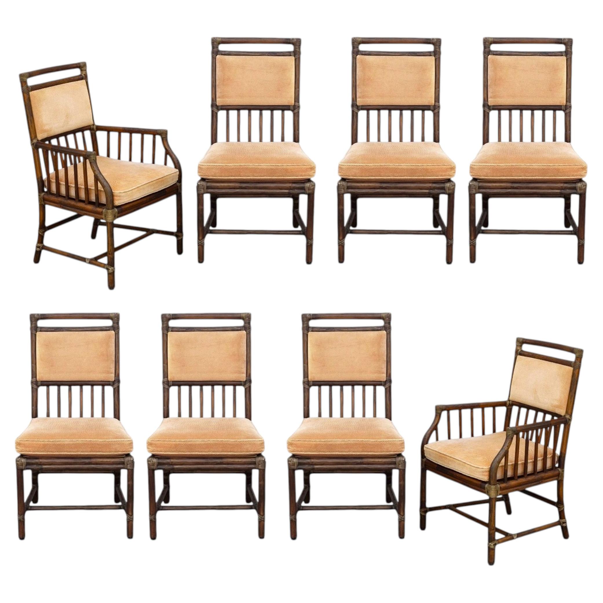 Set of Eight Elinor McGuire Organic Modern Rattan Dining Chairs