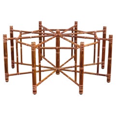 Base grande y moderna de bambú octogonal de McGuire Organic para mesa de comedor con tablero de cristal