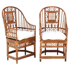 Pair of Brighton Pavilion Bamboo High Back Armchairs
