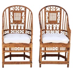 Pair of Brighton Pavilion Bamboo Tortoiseshell Armchairs