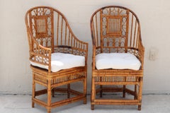 Pair of Brighton Pavilion Bamboo Tortoiseshell Armchairs