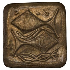 Decorative Metal Plate with Hammered Fish Motif