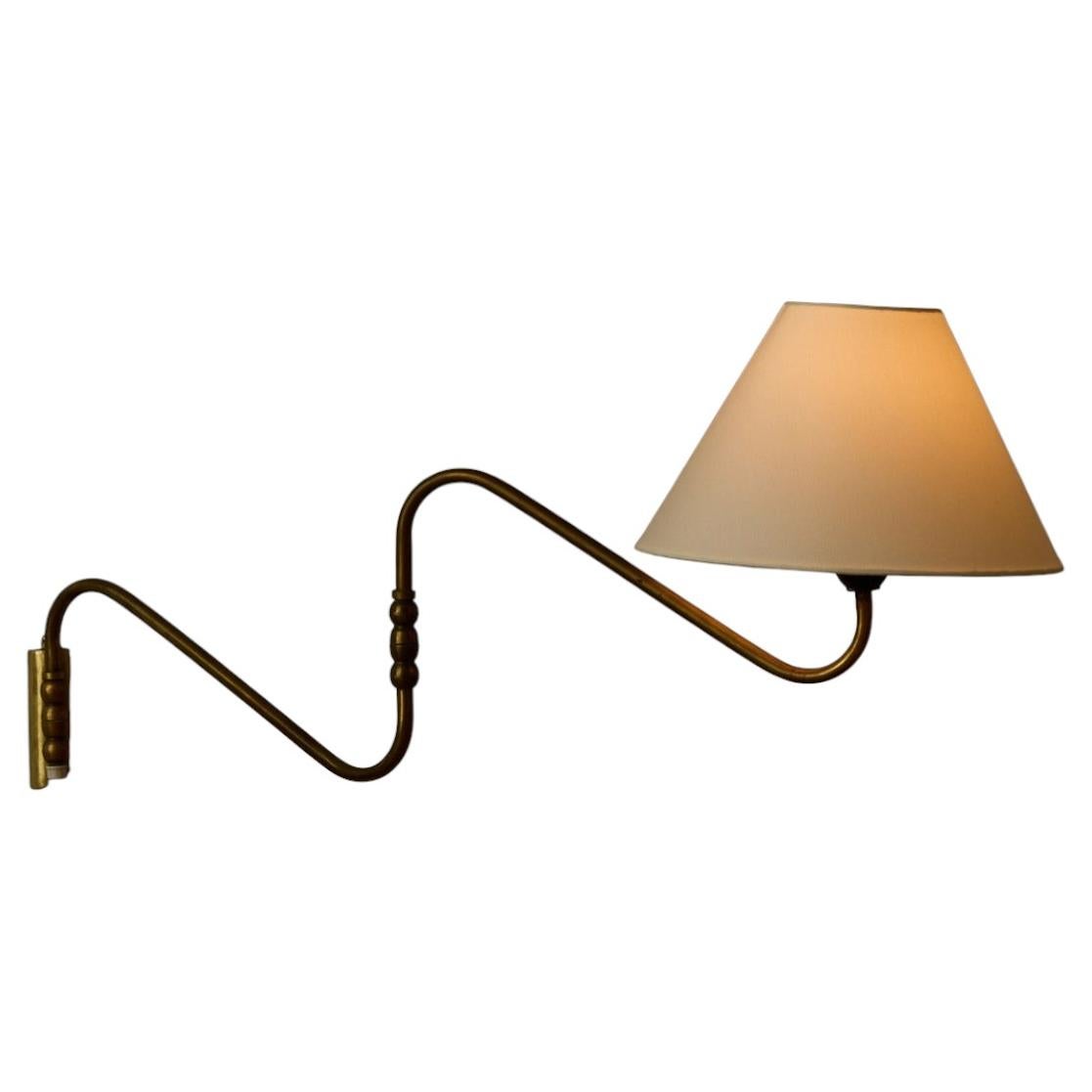 Adjustable Brass Wall Light from 1950s Denmark For Sale