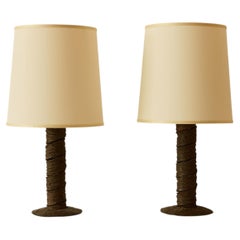 Pair of Wrapped Iron Table Lights from 1960s Italy