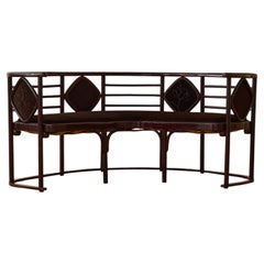 Corner Bench by Josef Hoffmann for Jacob & Josef Kohn. Reupholstered in velvet