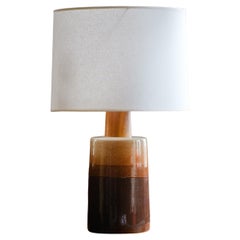 Martz / Marshall Studios Keramik-Tischlampe, Brown / Tan / Kintsugi Repair