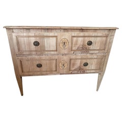 18th C. Italian Neoclassical Bleached Cherry Chest of Drawers with Inlay