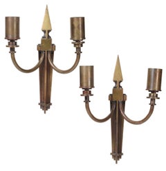 Carl Harald Brummer (1864-1953) Art Deco Bronze Wall Lamps. Denmark C.1920