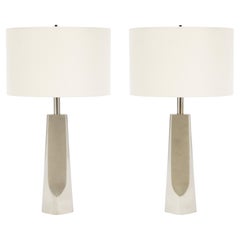 Coppia di lampade da tavolo vintage in stile modernista in metallo della Laurel Lamp Co.