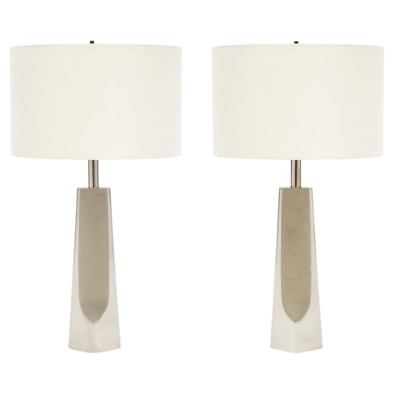 Pair of Vintage Modernist Metal Table Lamps by Laurel Lamp Co.