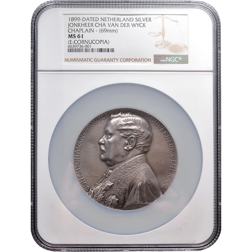 Squire C.H.A. van der Wijck, Governor-General of the Dutch East Indies NGC MS 61 In Excellent Condition For Sale In UTRECHT, UT
