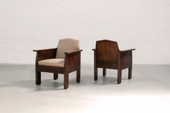 Ein Paar Art-déco-Sessel aus Eiche der Haager Schule, Niederlande, 1920er Jahre