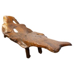 In the Style of Hugo Franca Rare Pequi Burl Wood Live Edge Chaise Lounge