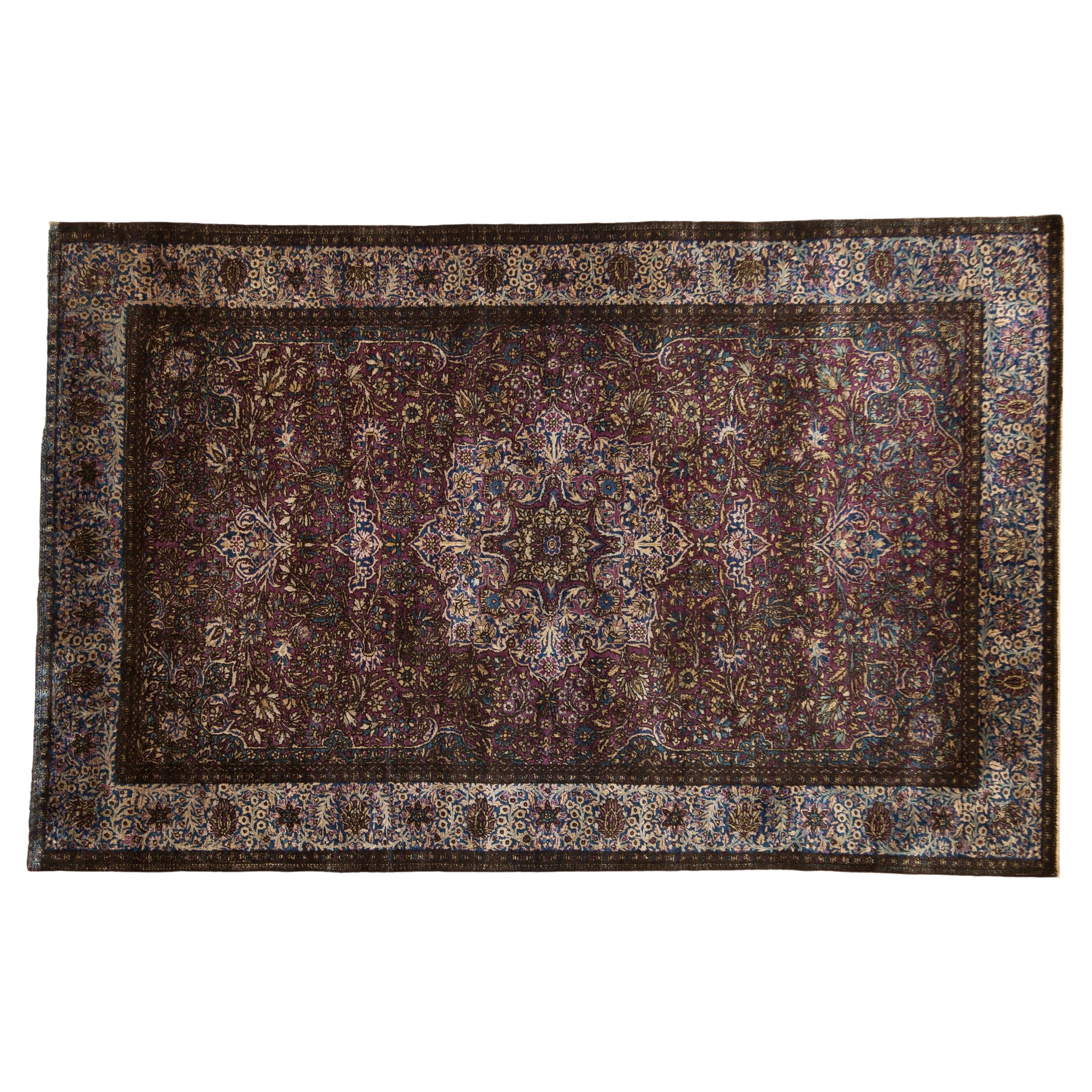 Antiker Kashan-Teppich aus Seide