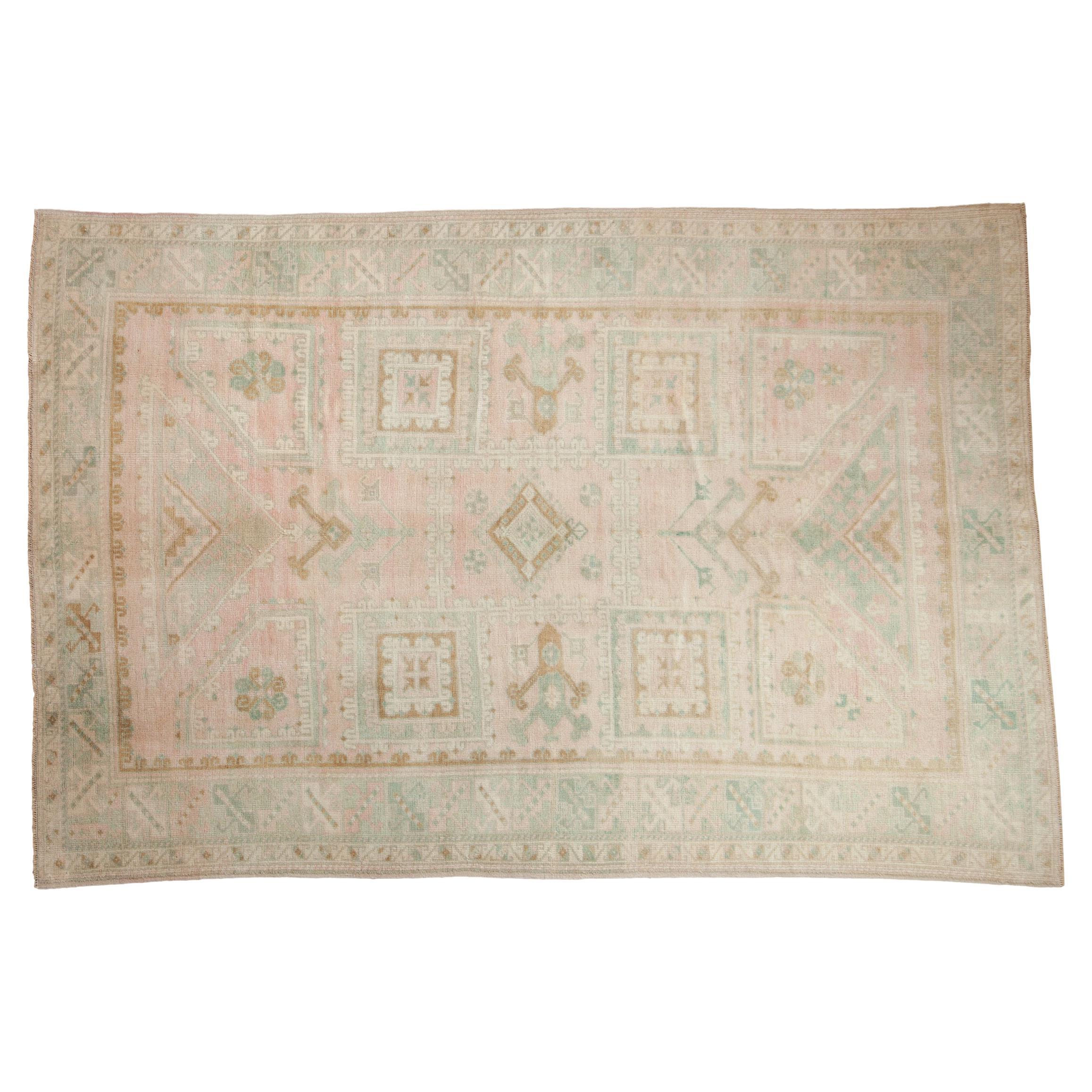Tappeto Oushak vintage invecchiato