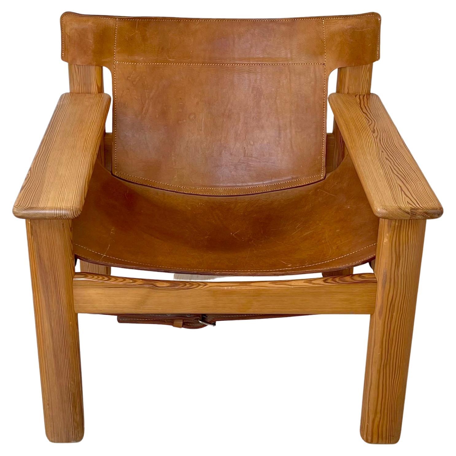 1970s Karin Mobring for Ikea Leather "Natura" Chair, Pine Frame
