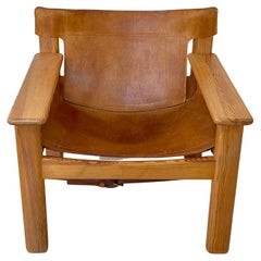 1970s Karin Mobring for Ikea Leather "Natura" Chair, Pine Frame
