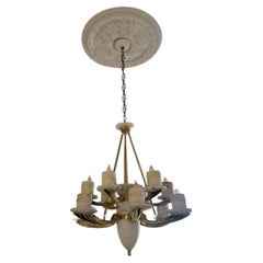 Nulco, Millenia Collection Alabaster and Brass 12-Light Chandelier, 1980