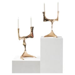 Contemporary Bronze Elan Candlesticks by Pierre Salagnac