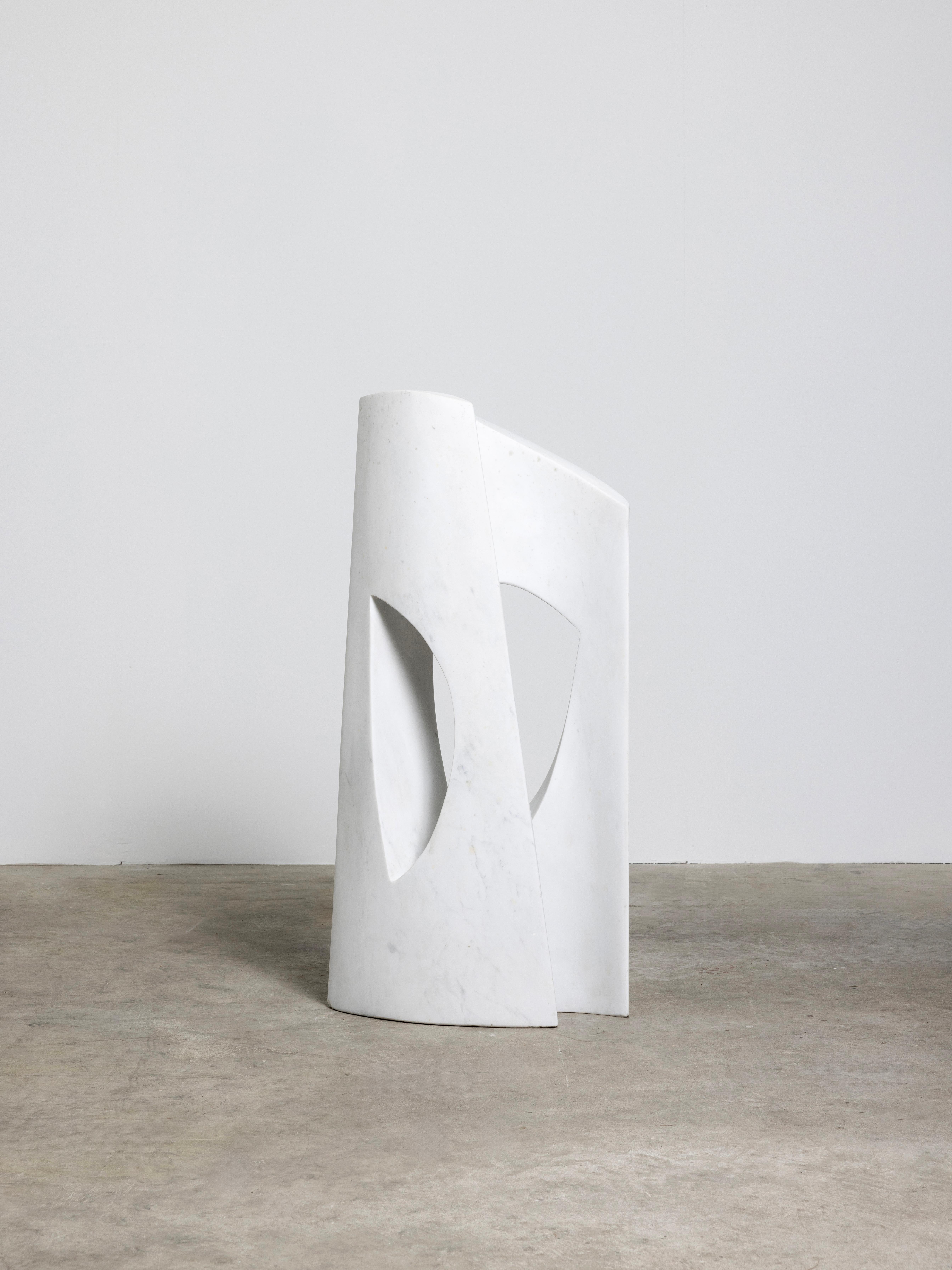 Hand-Carved Post-Modern Carrara Marble Sculpture by Bertrand Créac'h, France For Sale