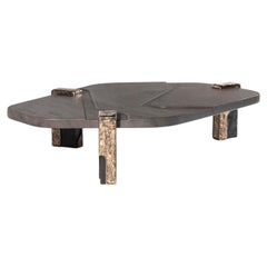Contemporary Lava Stone and Bronze Coffee Table by Erwan Boulloud, France