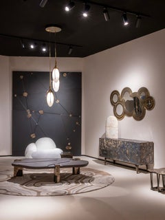 Contemporary Lava Stone and Bronze Coffee Table by Erwan Boulloud, France