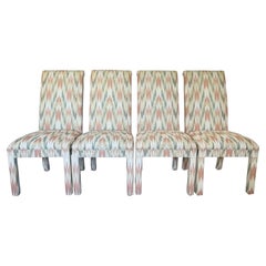 1980s Postmodern High Back Parsons Chairs, Set of Four