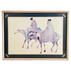Carol Grigg 'The Guardians' Native American Watercolor Lithograph, 1980s