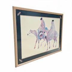 Carol Grigg 'The Guardians' Native American Watercolor Lithograph, 1980s