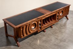 Wave Stereo Console and Partner Desk in Walnut by Michael Maximo