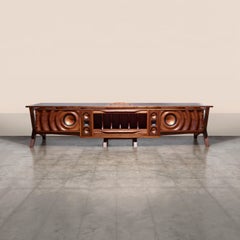 Wave Stereo Console and Partner Desk in Walnut by Michael Maximo