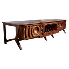 Wave Stereo Console and Partner Desk in Walnut by Michael Maximo
