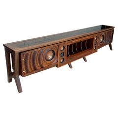 Wave Stereo Console in Walnut with Inset Epoxy top by Michael Maximo