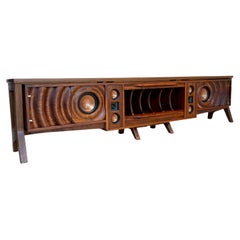 Wave Stereo Console in Walnut with Inset Epoxy top by Michael Maximo