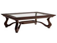 Sculptural Stained Walnut and Glass Coffee Table by Michael Maximo