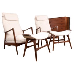 Large Scandinavian Teak Armchair with Ottomans by Folke Ohlsson for Westnofa 196