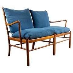 Dänisches 2-Sitzer-Sofa aus Mahagoni und Rohr von Ole Wanscher 1960.