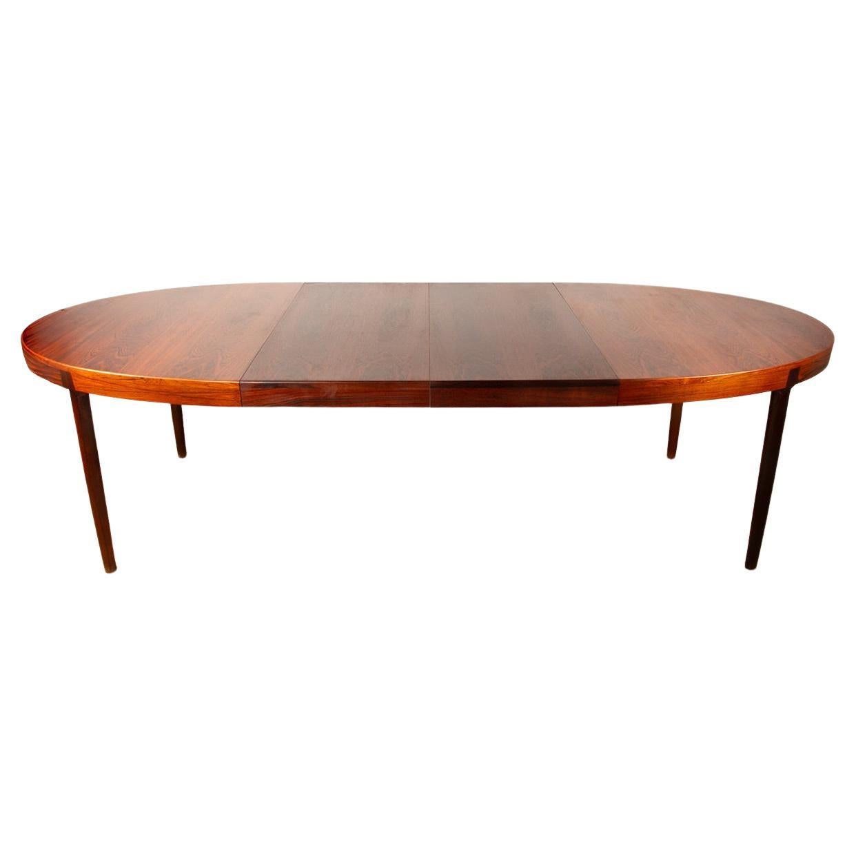 Large oval, extendable Danish rosewood dining table, Harry Østergaard/Randers.