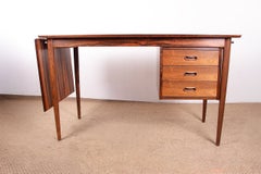 Danish extendable desk in Rosewood and Brass, model OS 51, by Arne Vodder 1960.