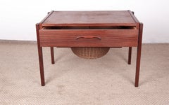 Vintage Danish teak and rattan sewing cabinet (known as a "Travailleuse"), 1960s