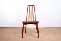Set of 6 Danish teak and new leather chairs, model "Eva" by Niels Koefoed, 1960.